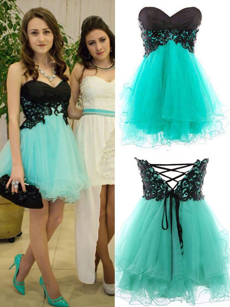 Ulass 2015 Appliques And Tulle Prom Dresses, Short/mini Prom Dresses, Sexy Prom Dresses, A-line Prom Dresses, Charming Lace-up Evening Dresses,