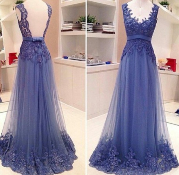 Ulass Lace Prom Dresses, Floor-length Prom Dresses, Sexy V-neck Prom Dresses, A-line Backless Sequins Prom Dresses, Appliques Charming Evening