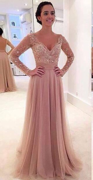 Ulass Long Sleeve Prom Dresses Lace Prom Dresses Tulle Prom Dresses Pink Prom Dresses Sexy Prom Dresses Prom Dresses 2016