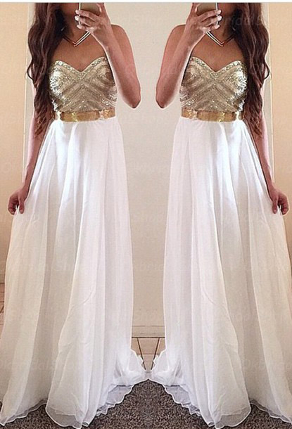 Ulass White Prom Dresses, Gold Prom Dress, Unique Prom Dresses, Sexy Prom Dresses, 2015 Prom Dresses, Popular Prom Dresses, Dresses For Prom