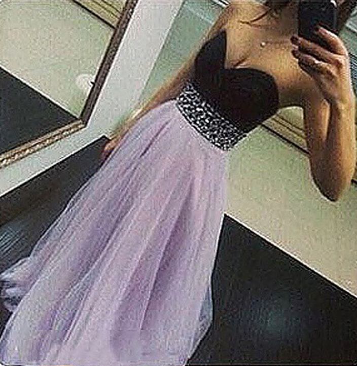 Ulass Custom Made Sweetheart Lavender Tulle Sexy Long Crystal Beaded Prom Dresses 2016 Formal Gowns Party Dresses Online