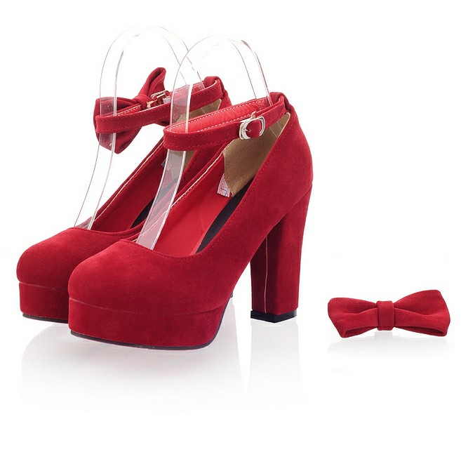 Ulass Cute Bow Knot Ankle Strap Platform Shoes In 3 Colors