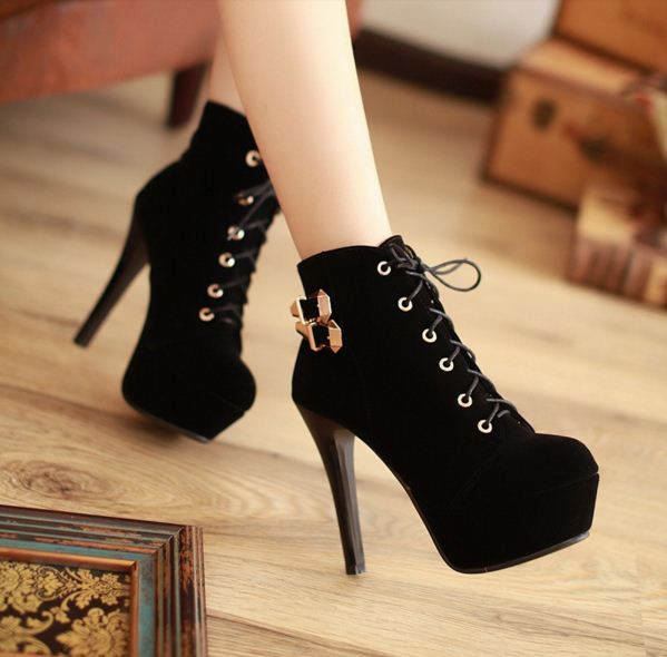Ulass Hot Sale Red ,Black,Brown Lovely Faux Suede Women High Heel Boots ...