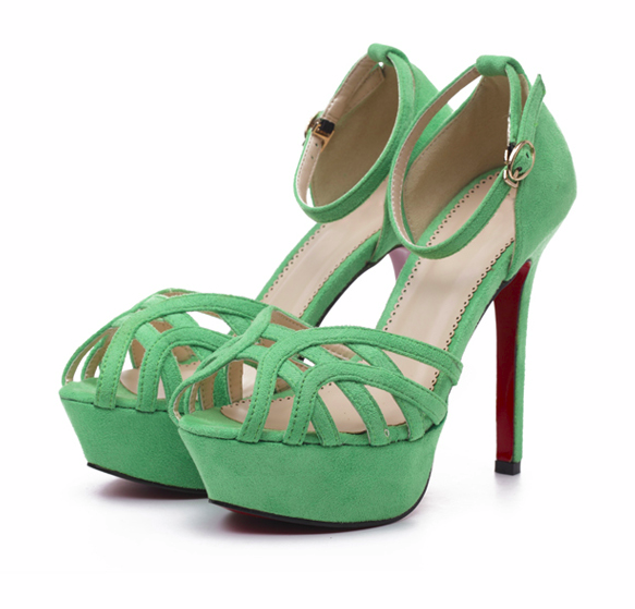 Ulass Black Pink Green Female High-heeled Sandals With Piscine Mouth And Stiletto Heel