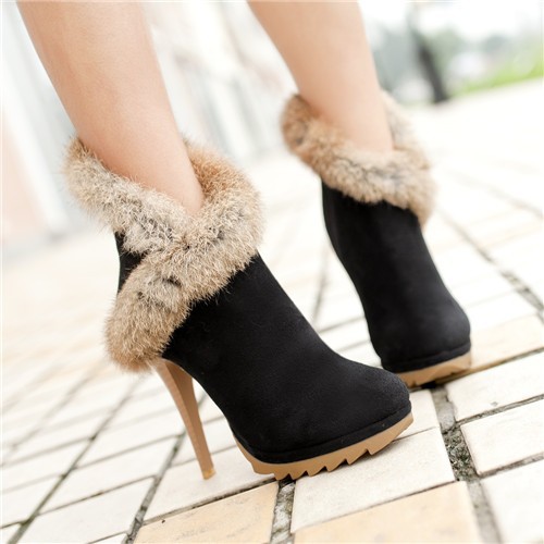 Ulass Women Boots Platform High Heels Winter Boots Ladies Shoes Sexy Stiletto Ankle Boots With Fur S on Luulla