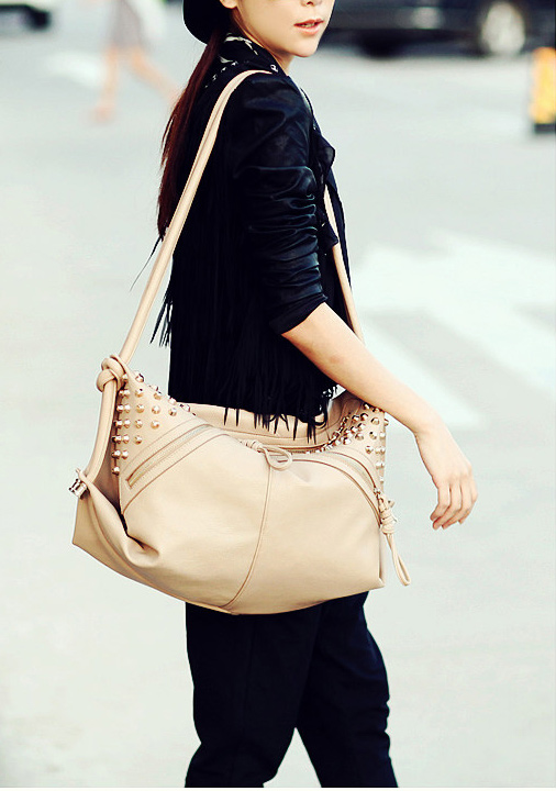 Ulass Fashion Black Rivet Shoulder Bag Bag-bb-6