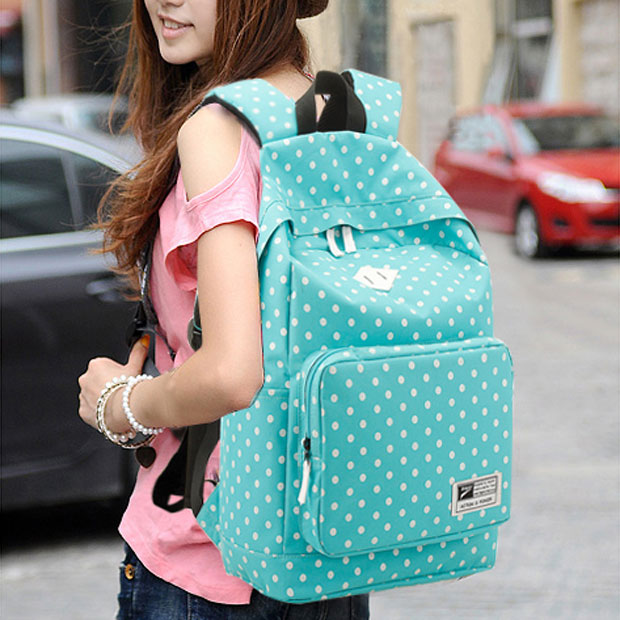 Ulass Nice Preppy Style Polka Dot Canvas Backpack-bb-7