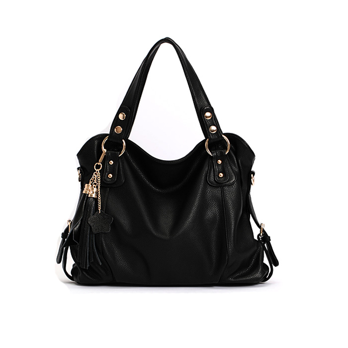 Ulass Elegant Tassel Black Handbag & Shoulder Bag-bb-6