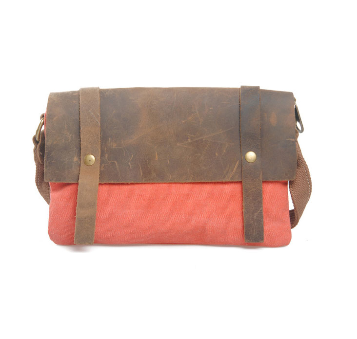 Ulass Unique Pink Leather Canvas Messenger Bag-bb-33