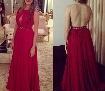 Ulass Sexy Red Handmade Long Chiffon Beaded See Through Prom Dresses, Prom Gowns 2016, Red Evening Dresses