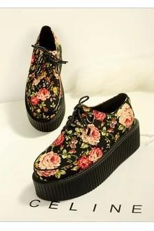 Retro Floral Creeper Shoes