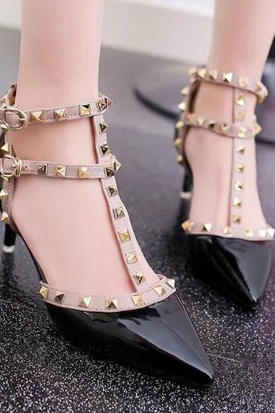 Ulass Gorgeous Rivet High Heels Fashion Shoes ST-099