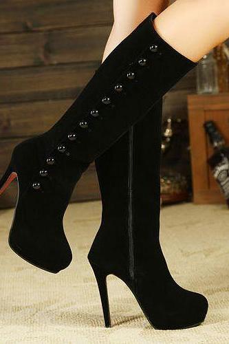 Ulass Sexy Black High Heels Fashion Boots ST-112