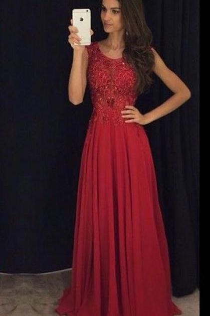 Ulass Charmingprom Dress,chiffon Prom Dress,red Prom Gown,long Evening Dress,formal Dress