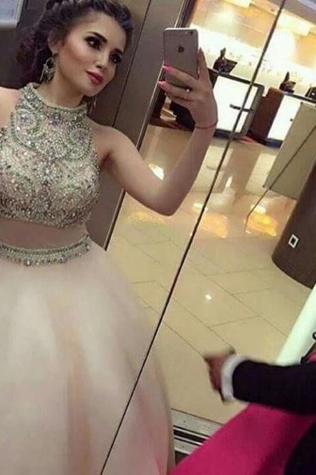 Ulass 2017 Two Pieces Prom Dresses,a-line Prom Dresses,beaded Prom Dresses,long Prom Dresses,plus Size Prom Dresses,formal Dresses,evening