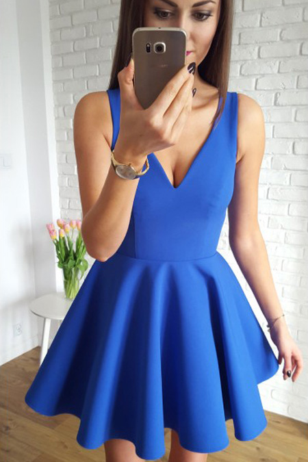 Ulass Simple Prom Dresses,A-Line Homecoming Dress,V-Neck Homecoming Dresses,Sleeveless Prom Dress,Satin Homecoming Dresses,Short Homecoming Dress