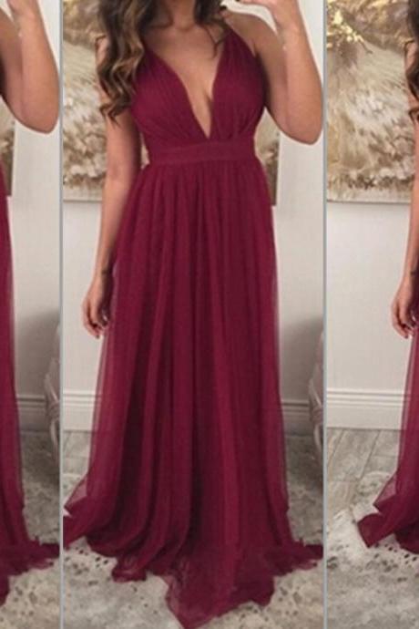 Style Sexy Spaghetti Straps Burgundy Backless Mermaid Prom Dresses 2017, Mermaid Evening Gowns, Burgundy Formal Dresses