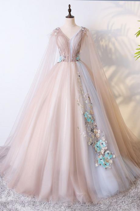 Champagne Tulle Long Prom Dress,champagne Tulle Evening Dress 2018