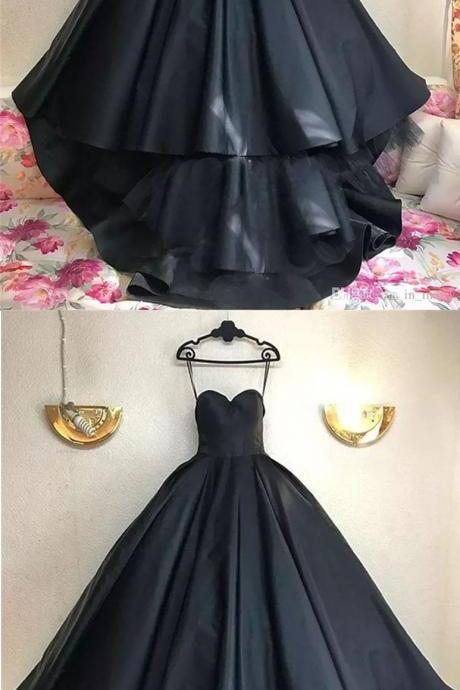 Black Prom Dresses Ball Gown Sweetheart Sweep Train Sexy Prom Dress Long Evening Dress