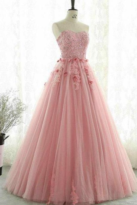 Sweetheart, Blush Pink Lace ,tulle,modest,evening Prom Dresses,sexy,2018 Fashion Dress