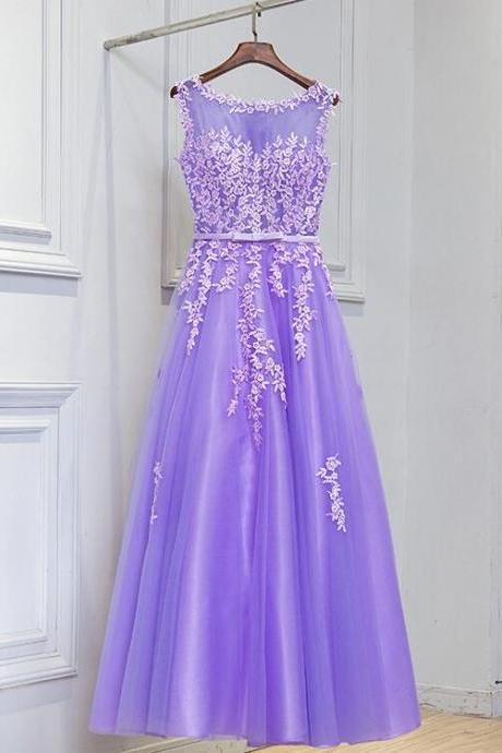 Lavender Tulle Evening Dress, Beautiful Party Dress 2018, Prom Dress 2018