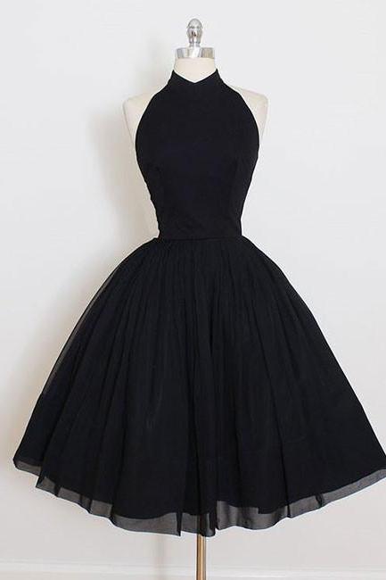 Cute A-line High Neck Black Short Homecoming/prom Dress H8629
