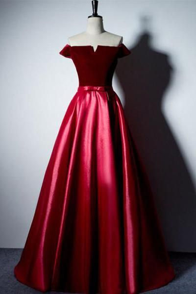 Off The Shoulder Dark Red Prom Dresses Evening Dresses For Women
