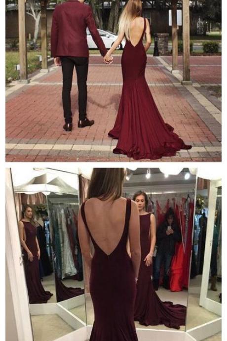 New Arrival Prom Dress,long prom dress,sexy mermaid prom gowns,burgundy evening dress