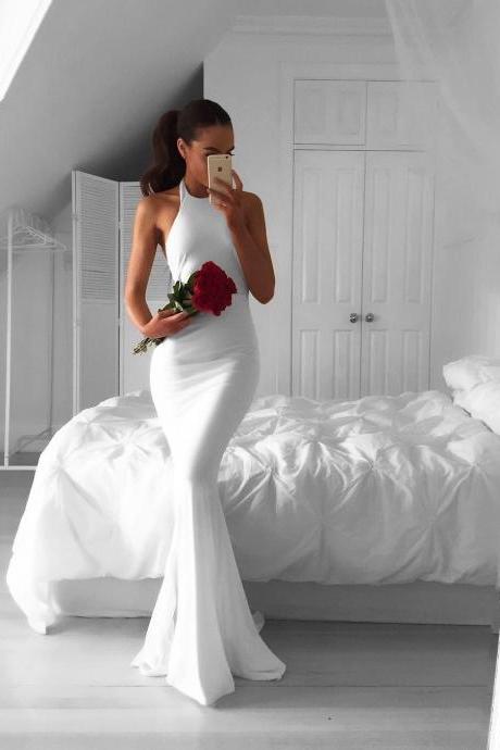 white prom dress,long mermaid dress,white evening dresses,long evening gowns,sexy backless prom dress,prom dress