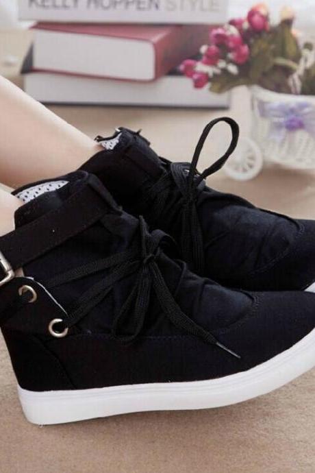 Ulass Lace high-top canvas shoes