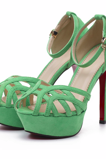 Ulass Black Pink Green Female high-heeled sandals with piscine mouth and stiletto heel