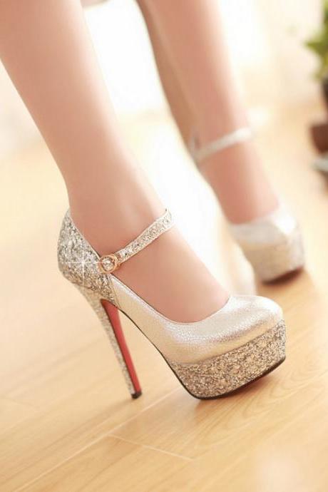 Ulass Silver ,Black,Gold Glitter High Heels