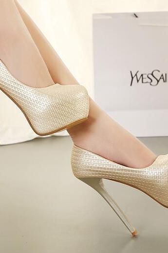 Ulass Elegant Peep Toe Stiletto High Heel Gold Pumps