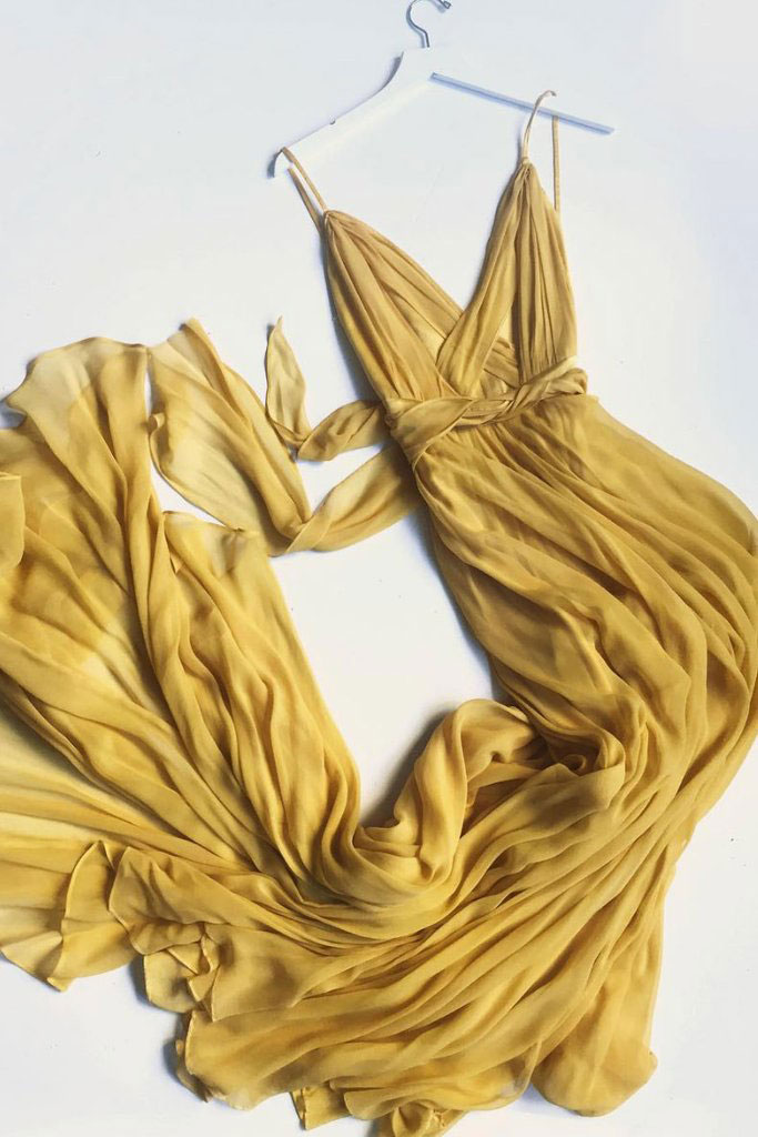 Long Spaghetti Straps Chiffon Dress with Lace Top Lemon Plus Size
