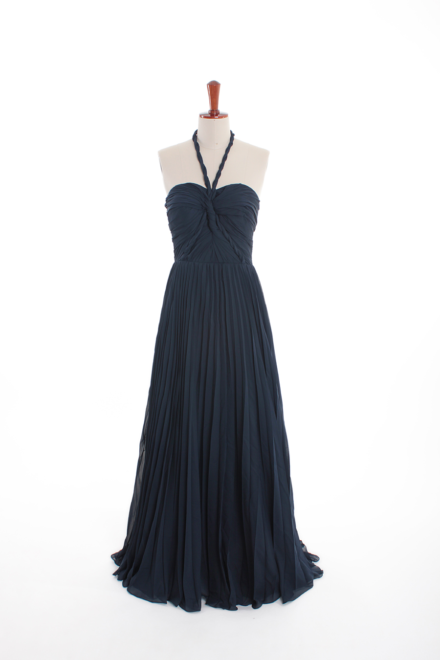 Flowy A-Line Pleated V-neck Ruffle Chiffon Dress Black main image 1