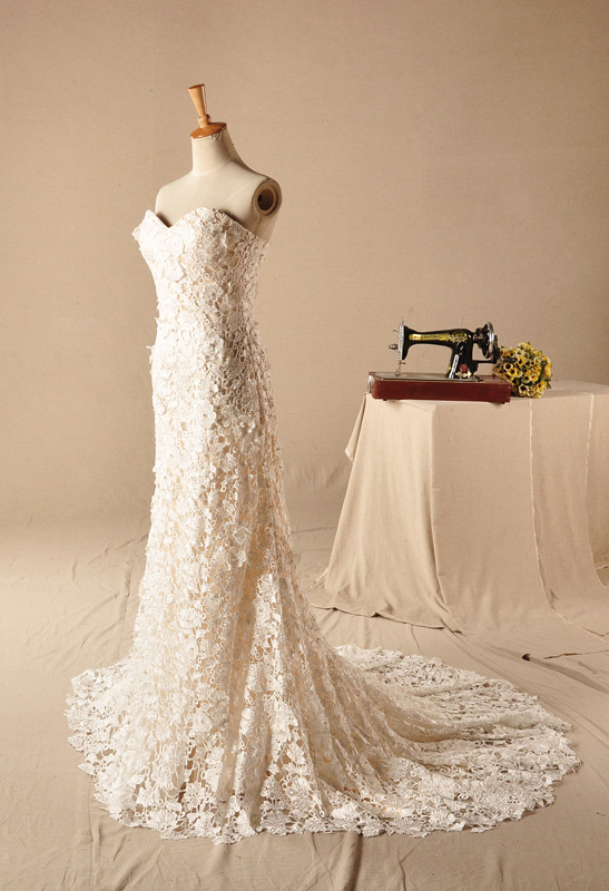 Romantic Sweetheart Venice Lace Slim Lace Wedding Dress Bridal Dress Gown Wedding Gown Bridal 9379