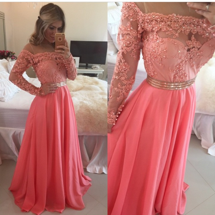 lace and chiffon evening gowns
